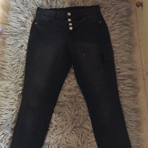 JUSTICE Girls black HIGH WAISTED jeans SIZE 12 - Picture 1 of 4